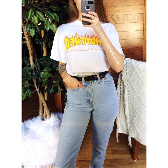 Thrasher Tops - 🌿 Thrasher White Flame Graphic Boyfriend Tee 🌿